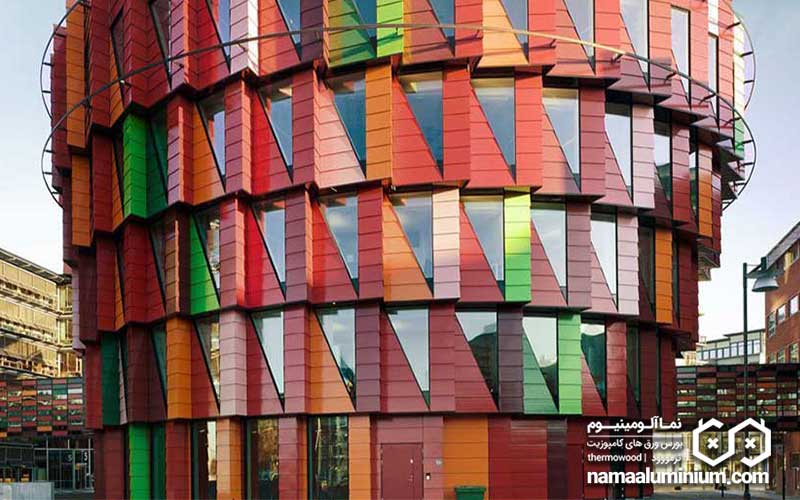 نمای رنگی ساختمان با ورق کامپوزیت رنگی