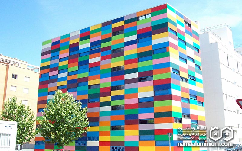 نمای رنگی ساختمان ورق کامپوزیت رنگی